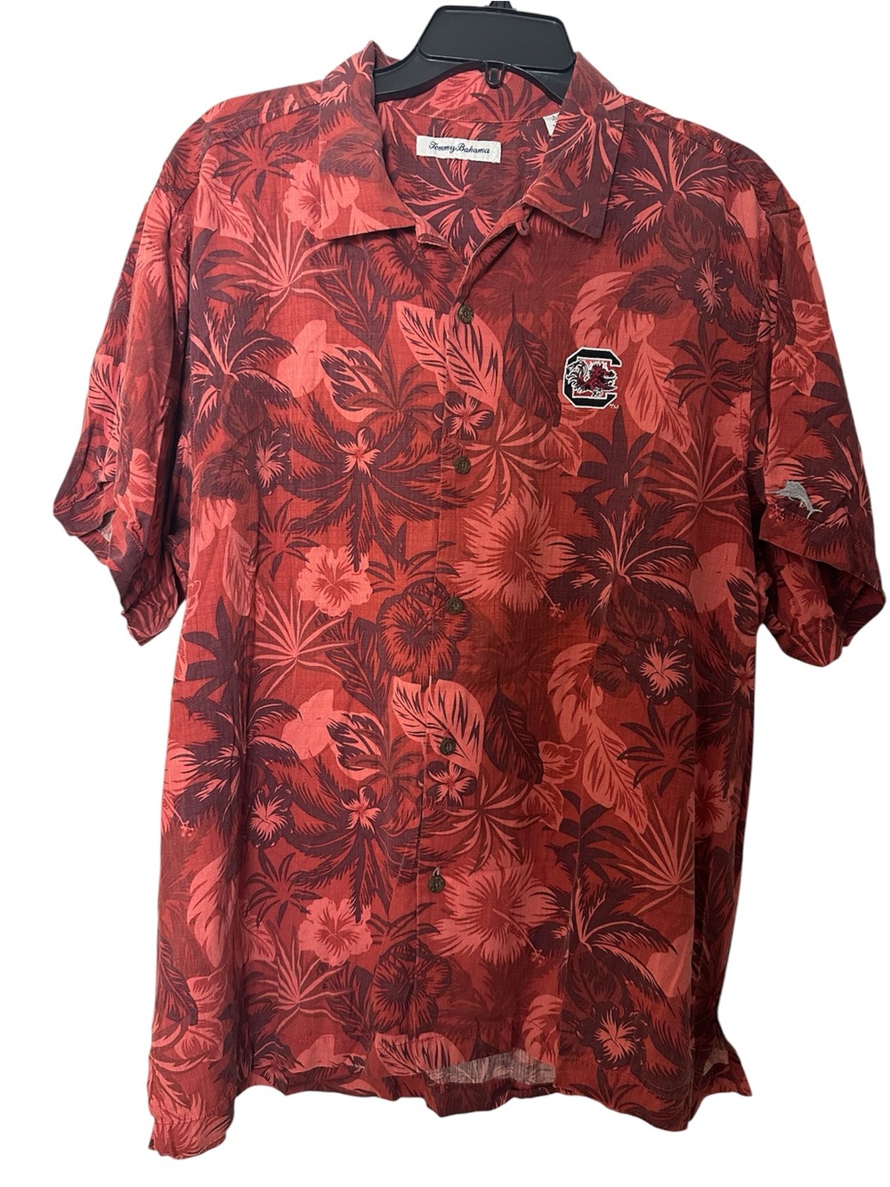 Tommy Bahama Red Floral Short-Sleeve Camp Polo